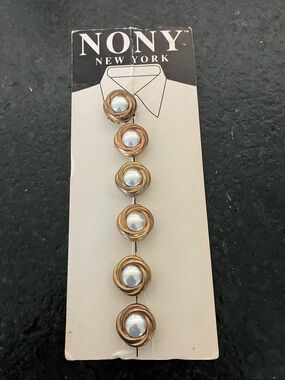 Nony New York Gold-Tone Pearl Nest Brooches - Cream Pearls (Set of 6)